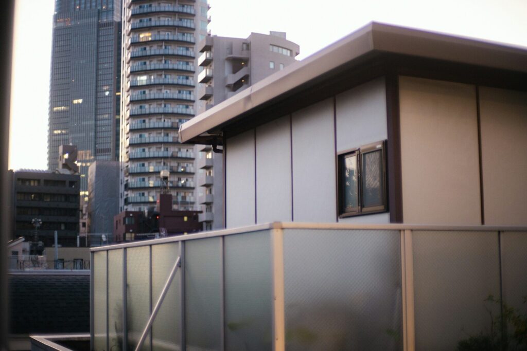 A view of a city from a balcony
